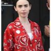 Shop Emily Cooper TV Series Emily In Paris S05 Lily Collins Red Paisley Shirt