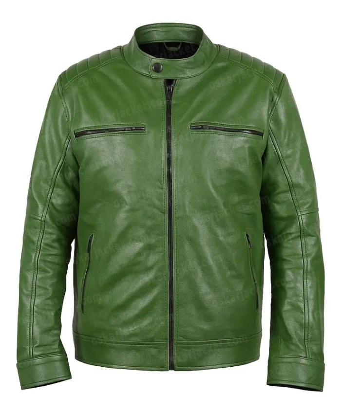 Alberto Olmo Bad Influence 2025 Green Leather Jacket