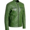 Eros Mala influencia 2025 Alberto Olmo Green Quilted Leather Jacket