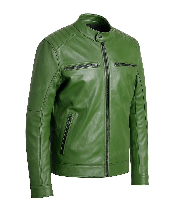 Alberto Olmo Bad Influence 2025 Green Leather Jacket