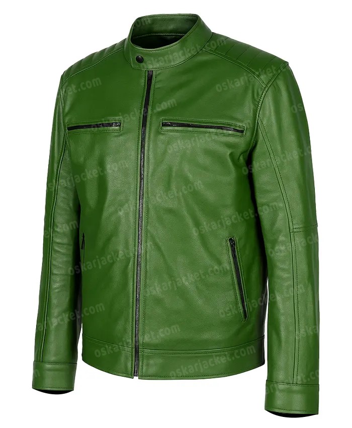 Alberto Olmo Bad Influence 2025 Green Leather Jacket
