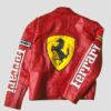 Ferrari Motorcycle Racing Red Leather Jacket