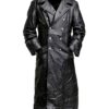 German Classic Officer Military World War 2 Trench Black Leather Coat