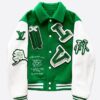 Green and White Letterman Varsity Jacket - Unisex