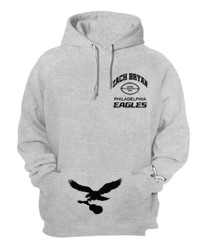 Unisex Zach Bryan Philadelphia Eagles Grey Hoodie