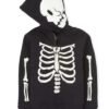 Halloween Black Zip Up Skeleton Bones Hoodie - Unisex