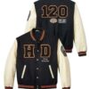 Shop Harley Davidson 120th Anniversary Black and White Varsity Jacket