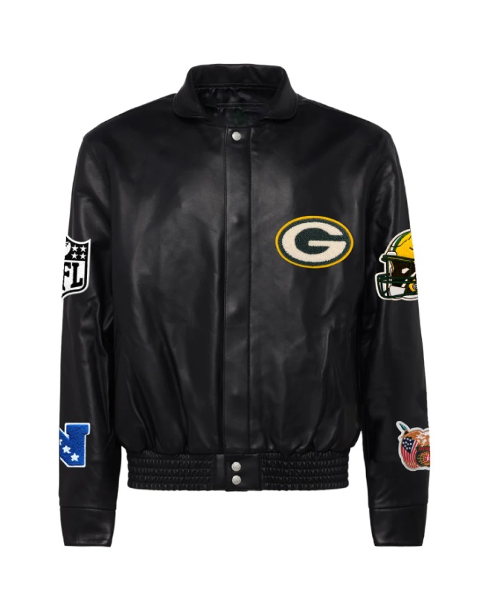 Jeff Hamilton Green Bay Packers Full Leather Black Jacket