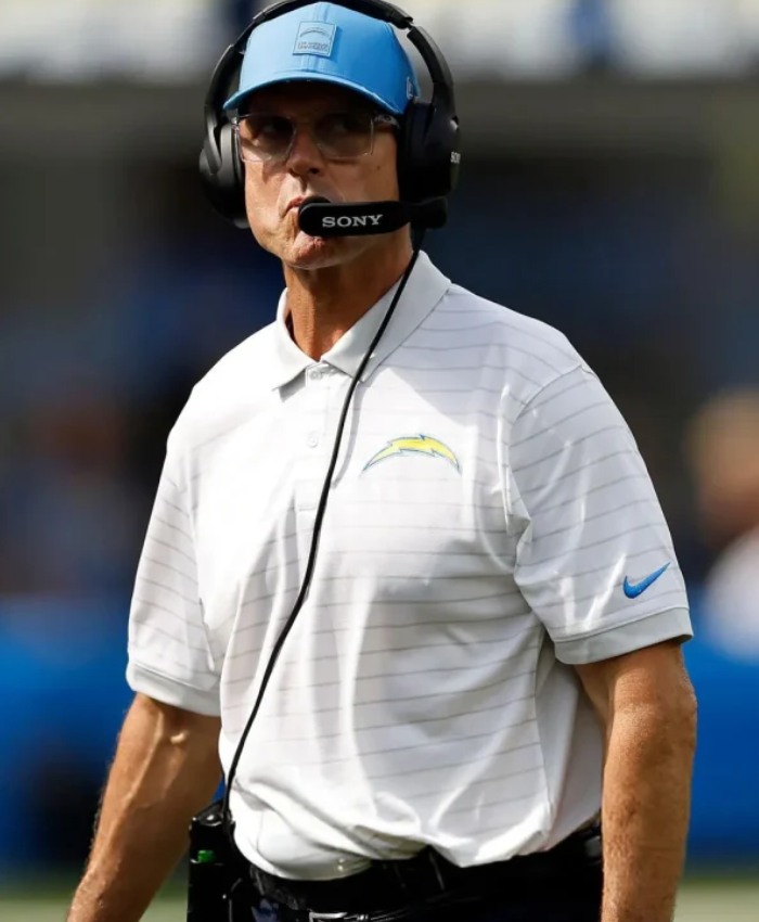 NFL Preseason 2025 Jim Harbaugh Chargers White T-Shirt