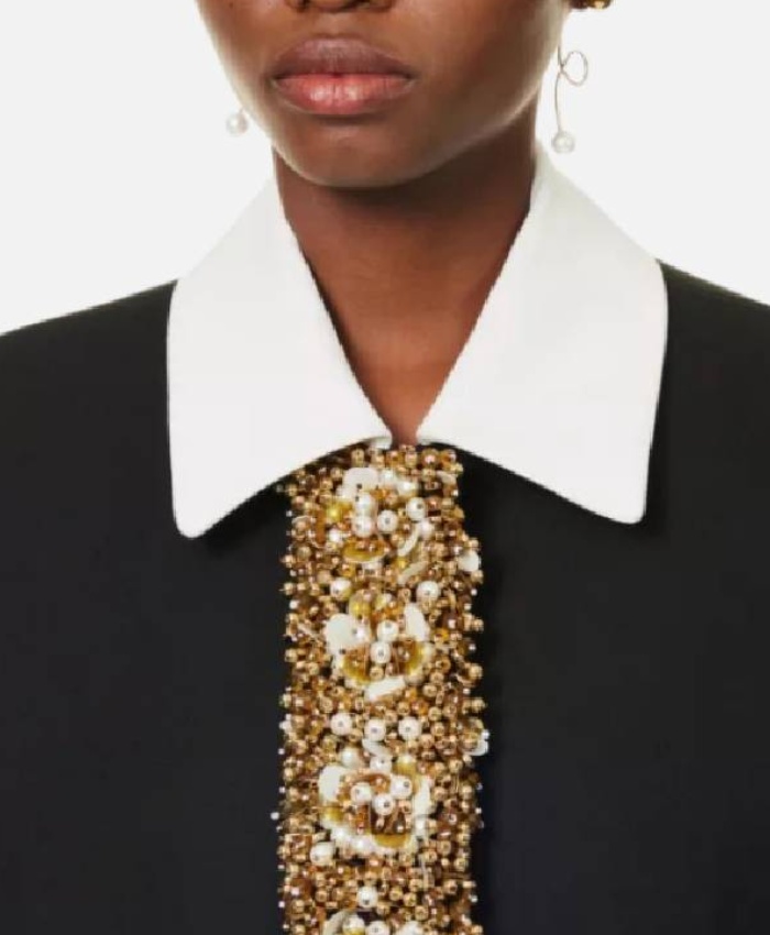 Shop Joanna Wednesday TV Series S02 Grandmama Sequin-Embellished Coat - Black