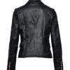 Black Kim Kardishian Double Breasted Leather Blazer Coat For Women