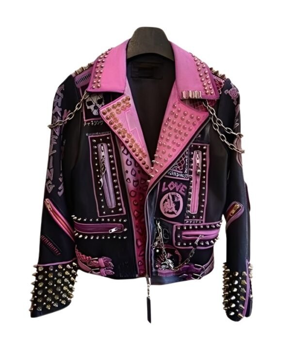Womens Lady Gaga Kindness Punk Leather Jacket For Halloween
