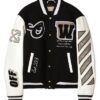 Shop Lea Black And White Letterman Varsity Jacket For Unisex