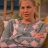 Shop Kristen Johnston TV Series Leanne 2025 Carol Crew Cardigan - GreyPink