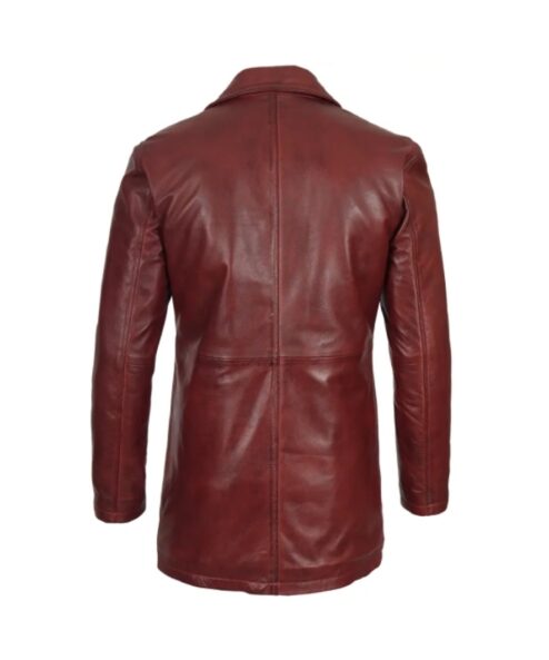 Mens Maroon Leather Coat