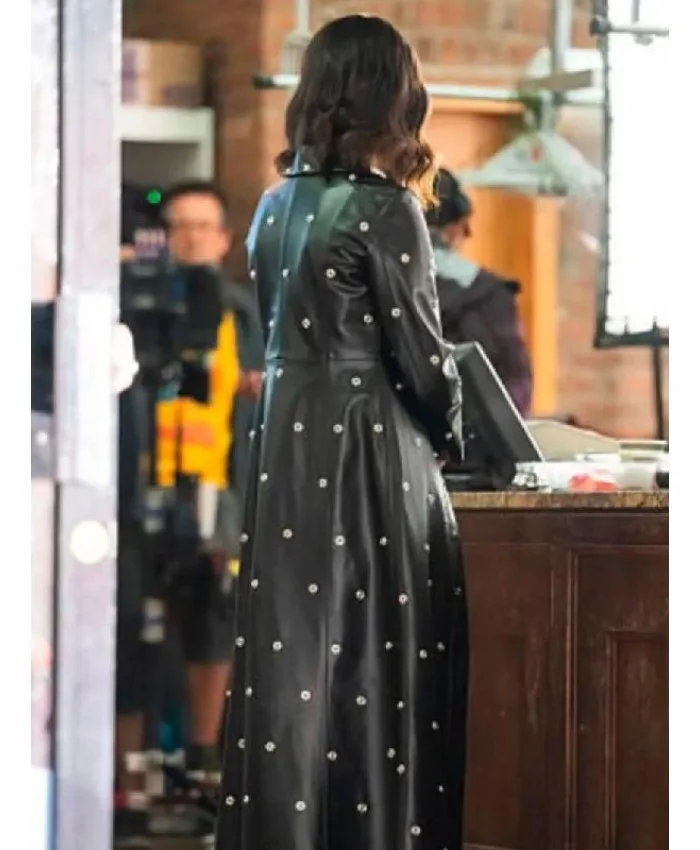 Mabel Mora Only Murders In The Building S05 Selena Gomez Leather Studded Coat