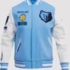 Memphis Grizzlies Wool and Leather Varsity Jacket - BlueWhite