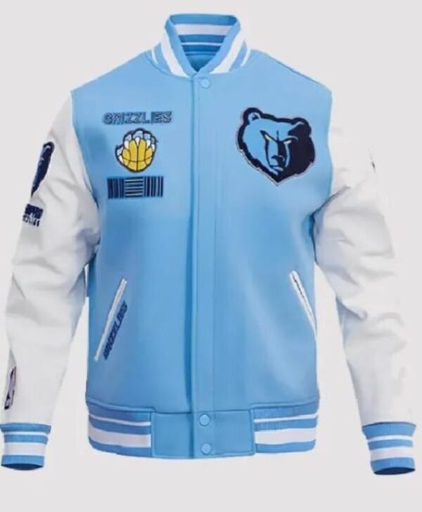 Memphis Grizzlies Wool and Leather Varsity Jacket - BlueWhite