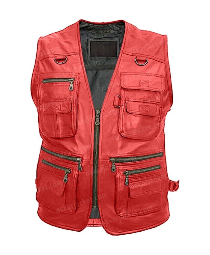 Mens 10 Pockets Military Waistcoat Work Utility red Vest