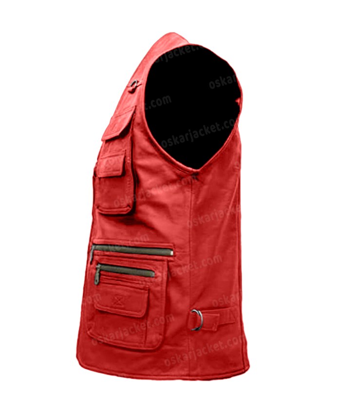 Mens 10 Pockets Military Utility Vest - Red