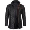 Quilted Black Leather Coat For Men’s