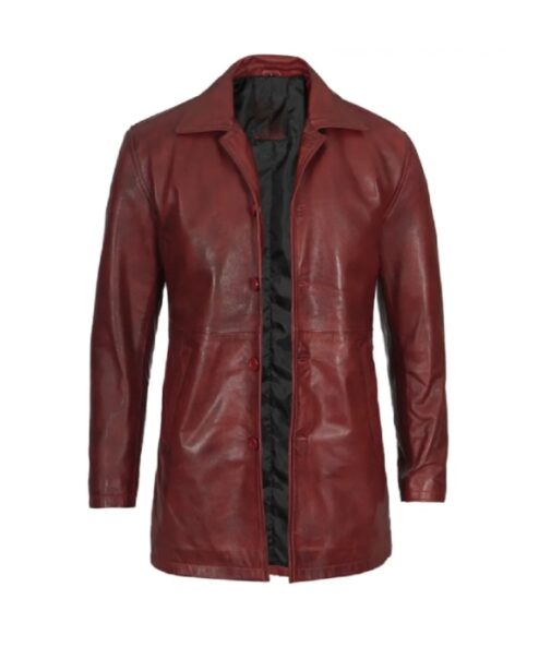 Leather Maroon Coat For Men’s