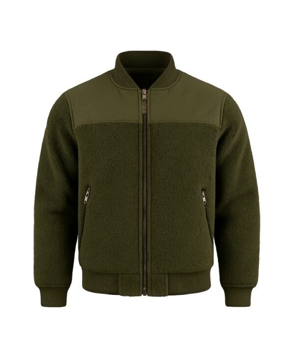 Mens Olive Sherpa Bomber Jacket