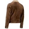 Mens Dark Brown Suede Leather Trucker Jacket