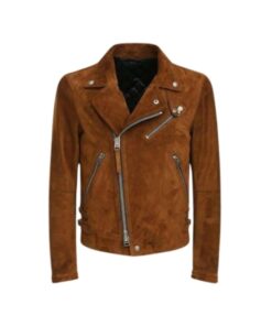 Trail Brown Suede Leather Jacket For Mens