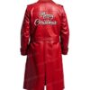 Merry Christmas Red Leather Coat