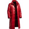 Buy Merry Christmas 2025 Red Leather Long Coat