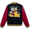 Hello Folks Mickey Mouse and Pluto Red and Black Varsity Jacket