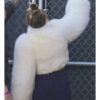 LA 2025 Miley Cyrus White Fur Cropped Jacket