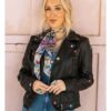 Morgan Nicole Zipperlen Star Leather Jacket