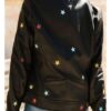 Get The Morgan Nicole Zipperlen Star Black Biker Leather Jacket