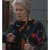 Phyllis Logan TV Series Murder Most Puzzling 2025 Cora Felton Floral Maxi Multicolor Coat
