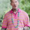 Shop TV Series My Lottery Dream Home Season 18 David Bromstad Stripe Pink Knit Polo
