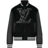 Black NBA Basketball Button Varsity WoolLeather Jacket