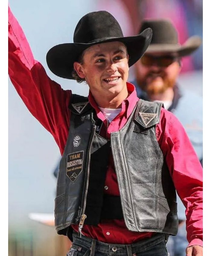 Logan Hay NFR Las Vegas Black Leather Vest