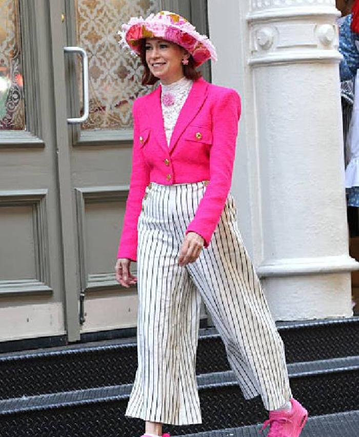 NYC Elsbeth Carrie Preston Pink Tweed Blazer