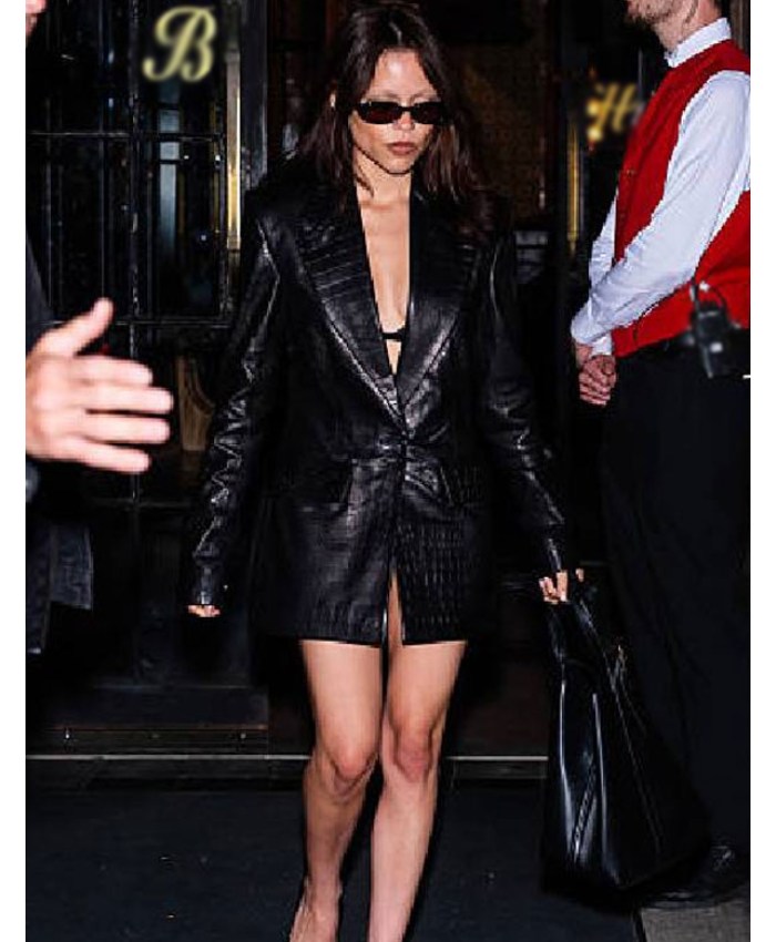 Jenna Ortega NYC Black Pattern Blazer