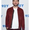 Shop The Late Show John Krasinski Maroon Suede Leather Jacket