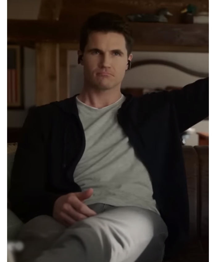 Upload Tv Series Robbie Amell Black Hooded Jacket