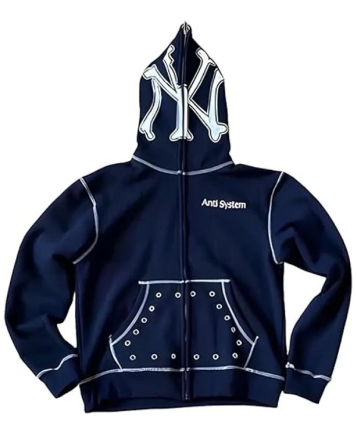 Navy Blue Anti System Hoodie Get Now