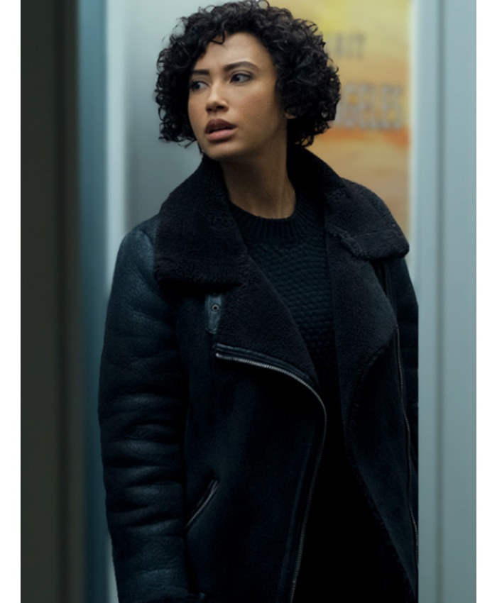 Andy Allo Upload Tv Series Nora Antony Black Leather Jacket