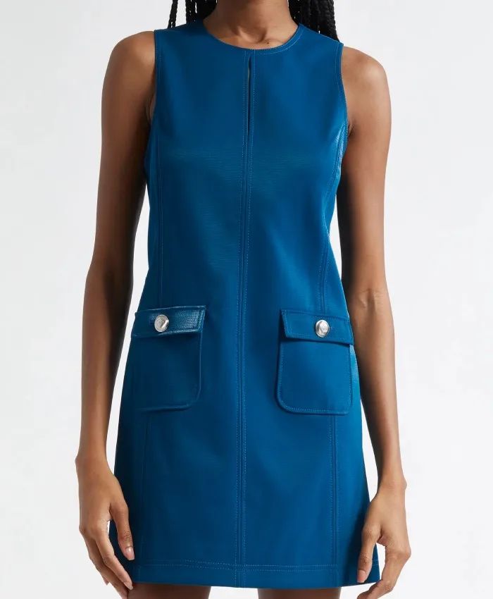 TV Series Only Murders In The Building S05 Selena Gomez Blue Sleeveless Mini Dress