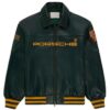 Porsche Green Motorsport Racing Leather Bomber Jacket