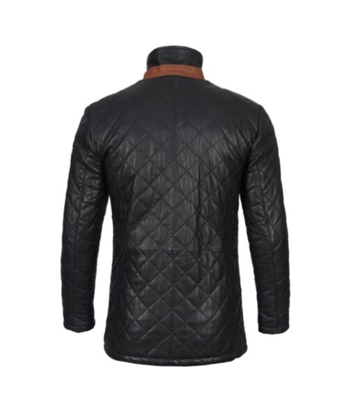 Men’s Black Quilted Leather Coat
