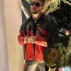 Bad Bunny Black and Red Leather Jacket