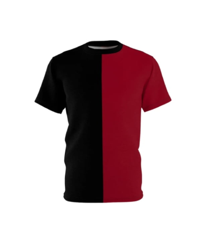 Unisex - Red And Black Color Block Shirt